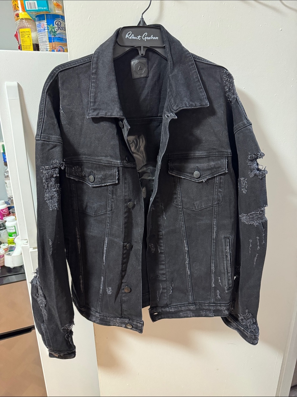Grown Alchemist Distressed Black Denim Jacket. Brand new with out tag